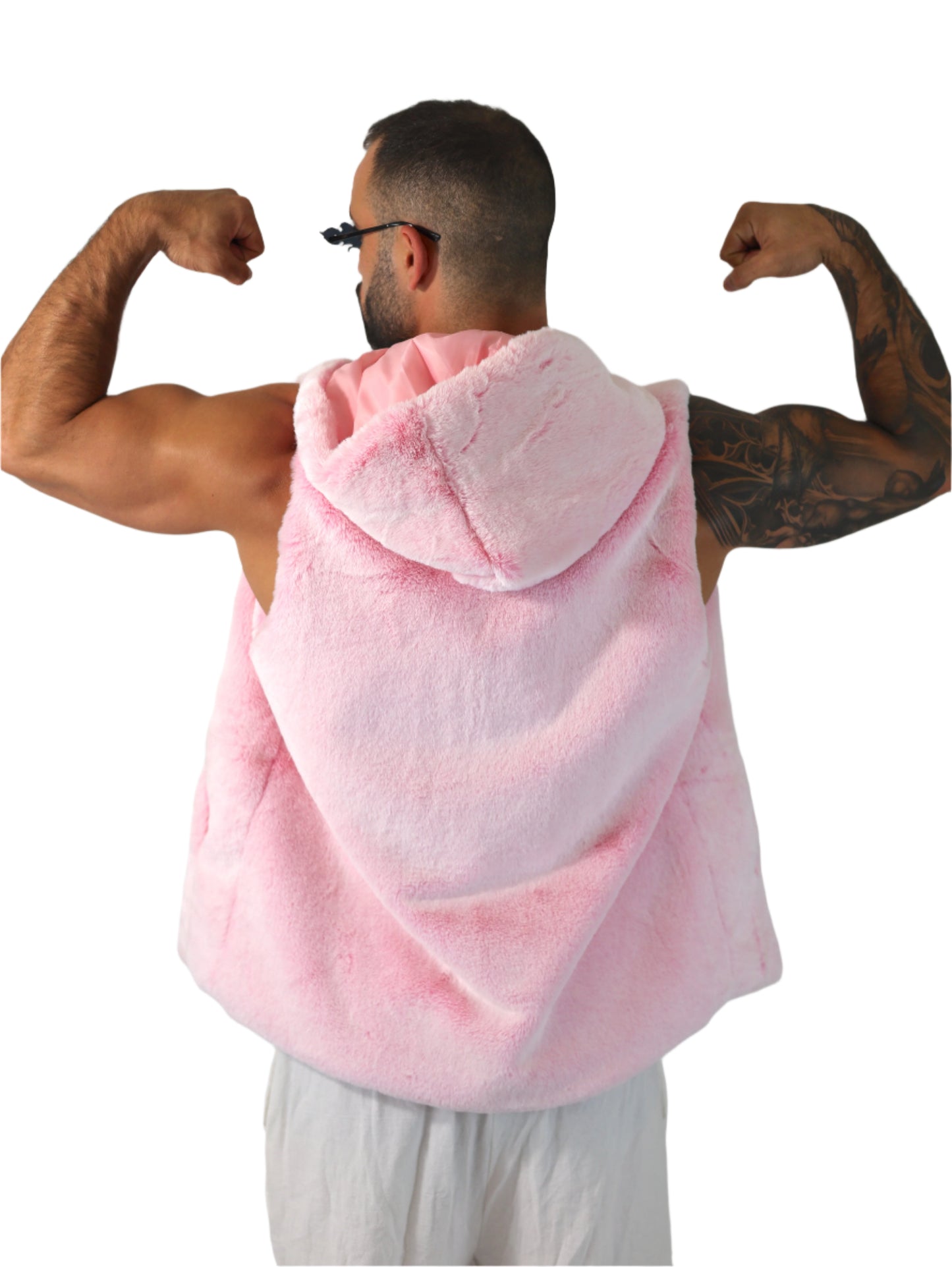 Native Borne men’s sleeveless Faux fur jacket / vest for any rave, festival or party that will keep you warm, comfortable and in style