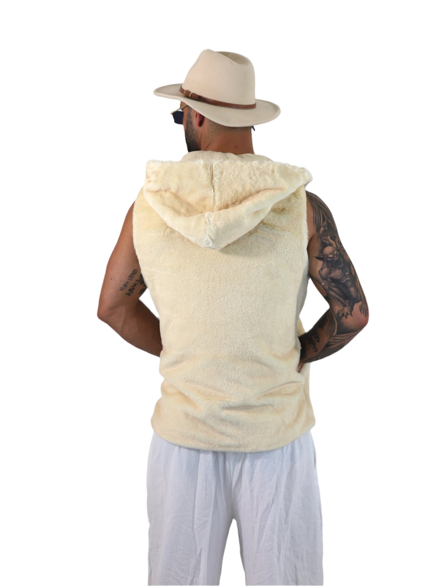 Native Borne sleeveless Faux fur jacket / vest for any rave, festival or party that will keep you warm, comfortable and in style