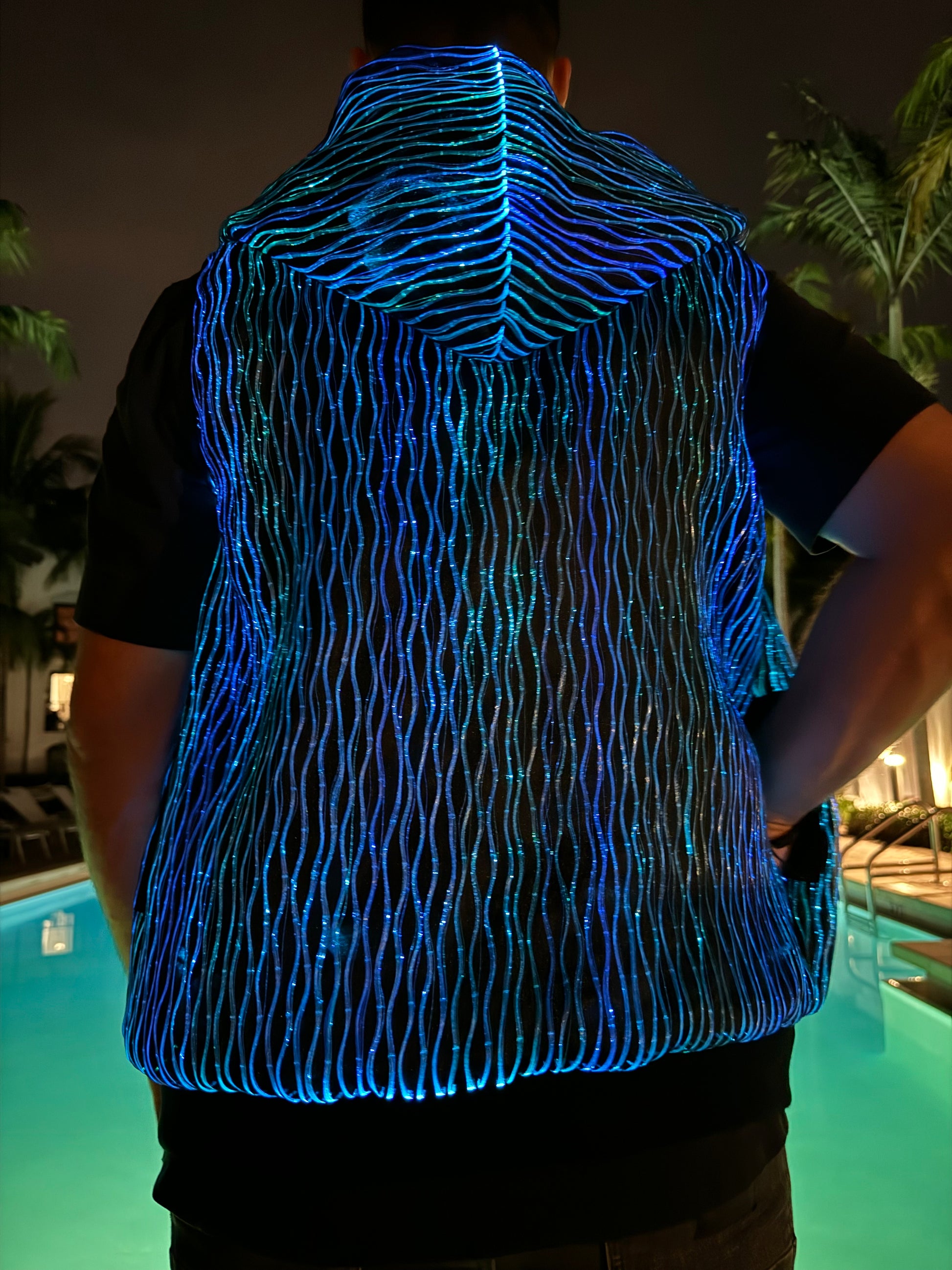 Native Borne LED lights sleeveless hoodie