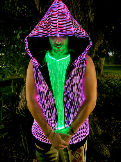 Native Borne LED lights sleeveless hoodie