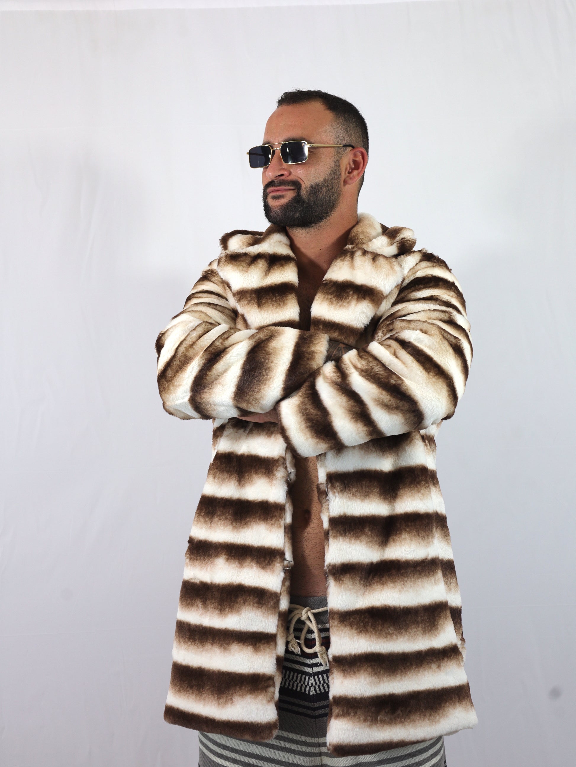 Native Borne Faux fur jacket / coat for any rave, festival or party that will keep you warm, comfortable and in style