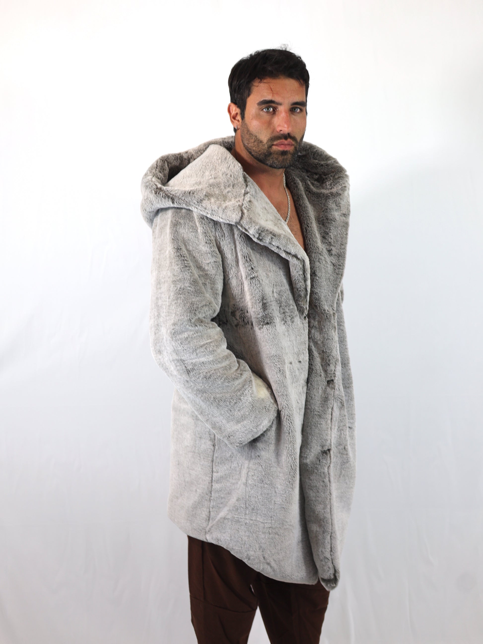 Faux fur jacket / coat for any rave, festival or party that will keep you warm, comfortable and in style