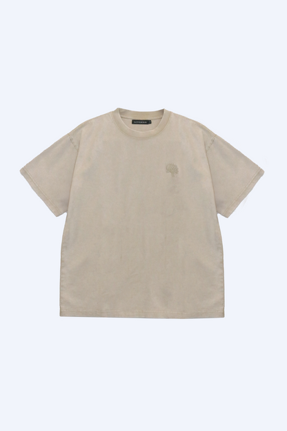 NATIVE BORNE Dori Tee (Apricot) relaxed-fit tee, front view