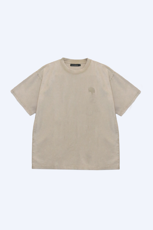 NATIVE BORNE Dori Tee (Apricot) relaxed-fit tee, front view