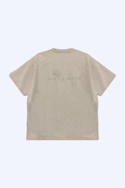 NATIVE BORNE Dori Tee (Apricot), back view with logo