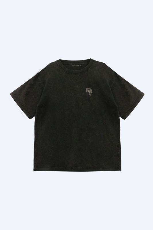 NATIVE BORNE Dori Tee (Black) relaxed-fit tee, front view