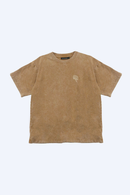NATIVE BORNE Dori Tee (Sand) relaxed-fit tee, front view