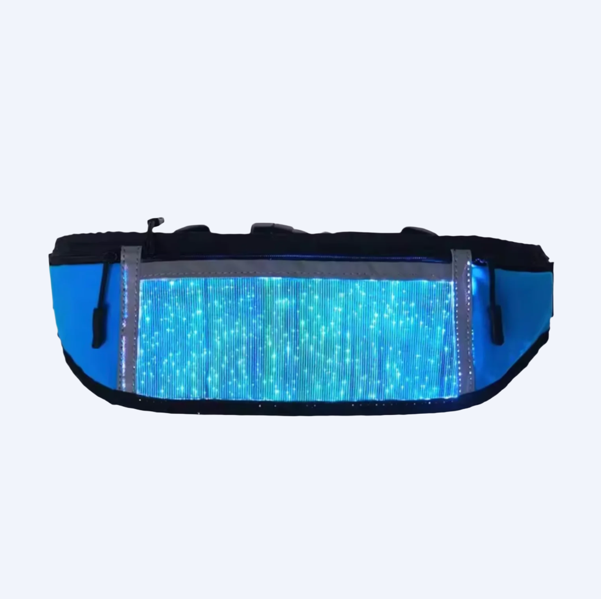 NATIVE BORNE LED Fanny Pack glowing blue, front view