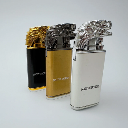 Native Borne Turbo Lighter in gold, white and black