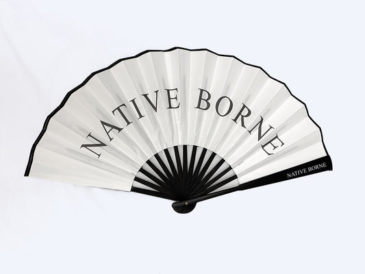 NATIVE BORNE Rave hand fan LED folded open, front view
