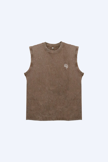 NATIVE BORNE Sleeveless Top (Brown), front view