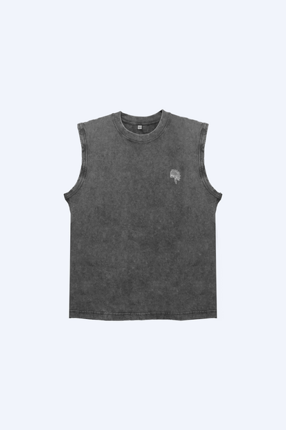 NATIVE BORNE Sleeveless Top (Dark Grey), front view