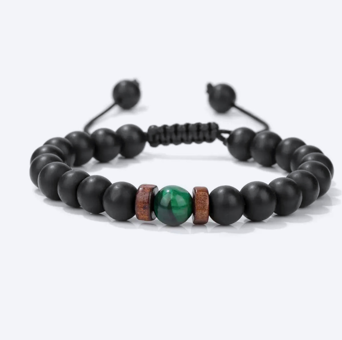 NATIVE BORNE Vintage Adjustable Bracelet, black beads with colored accent beads
