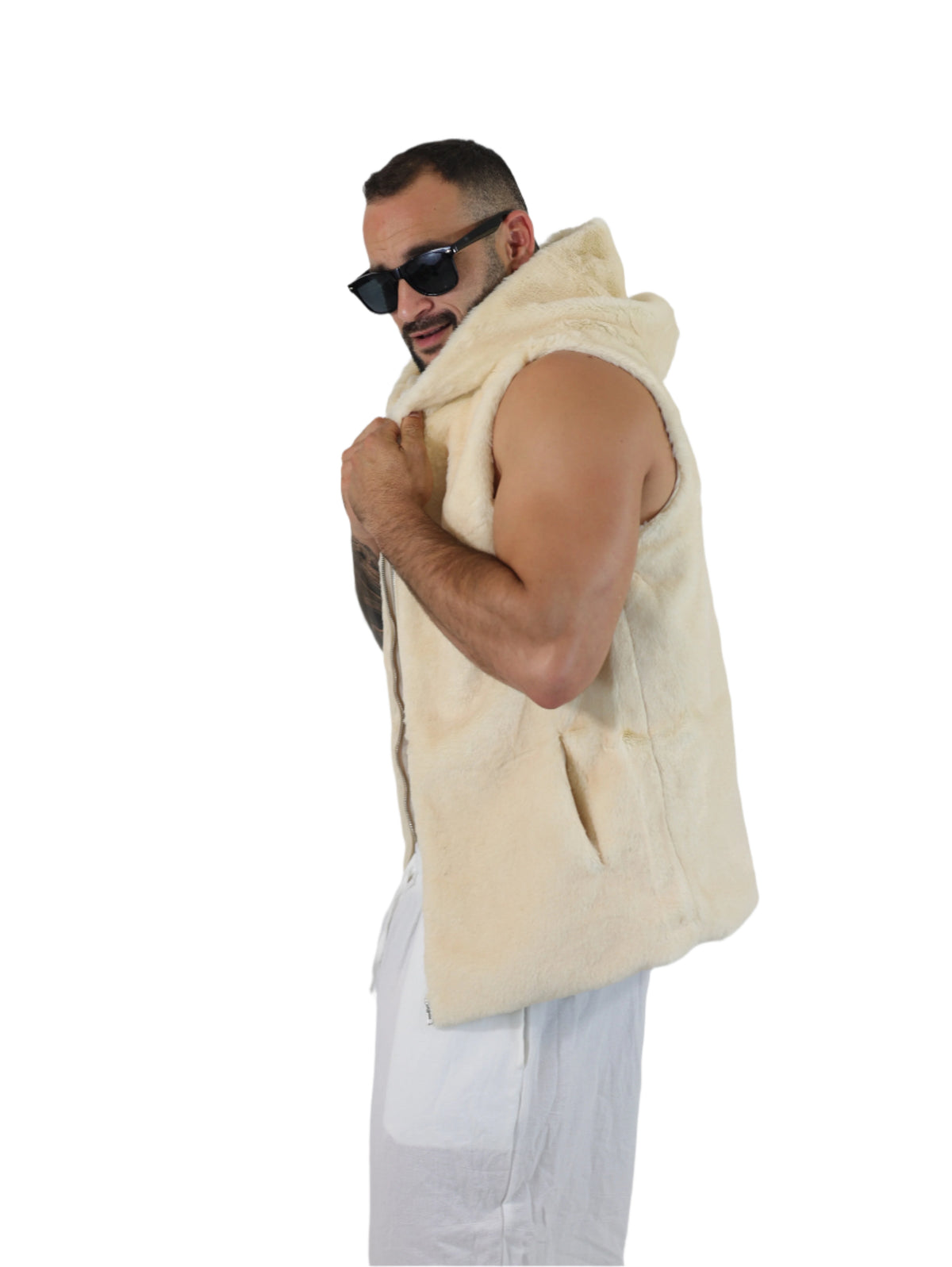Native Borne sleeveless Faux fur jacket / vest for any rave, festival or party that will keep you warm, comfortable and in style