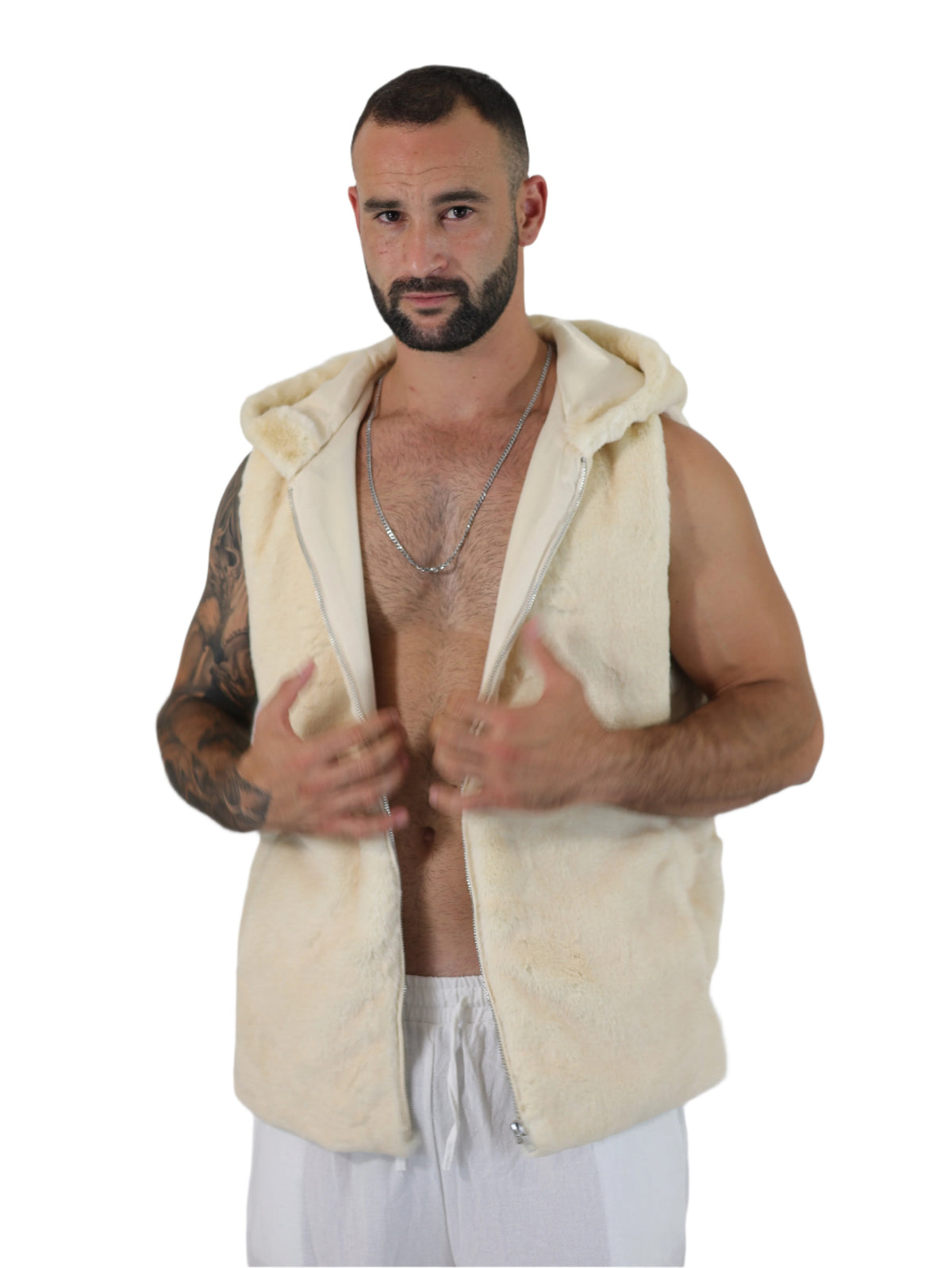 Native Borne sleeveless Faux fur jacket / vest for any rave, festival or party that will keep you warm, comfortable and in style
