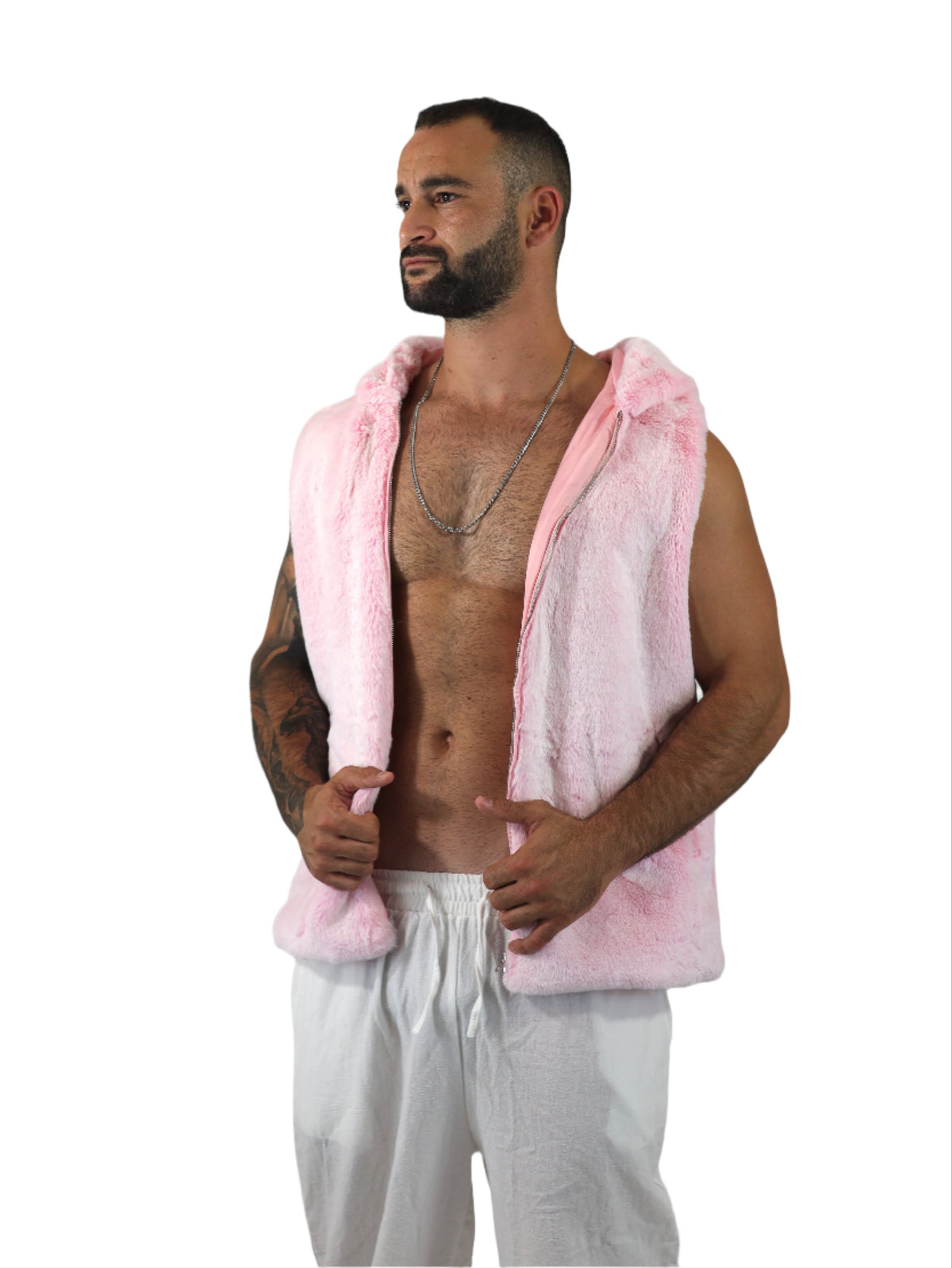 Native Borne Yos sleeveless Faux fur jacket / vest for any rave, festival or party that will keep you warm, comfortable and in style