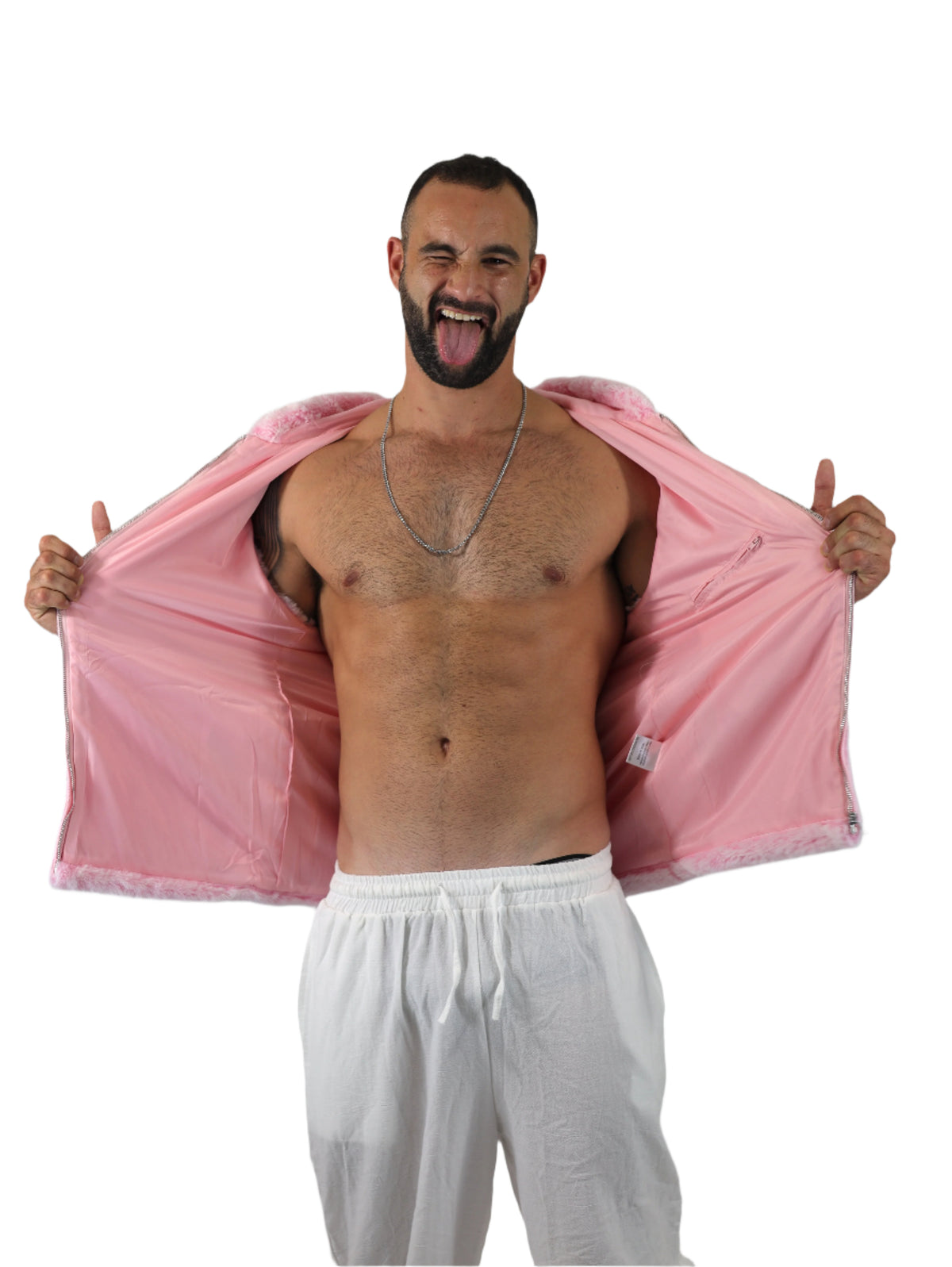 Native Borne men’s sleeveless Faux fur jacket / vest for any rave, festival or party that will keep you warm, comfortable and in style